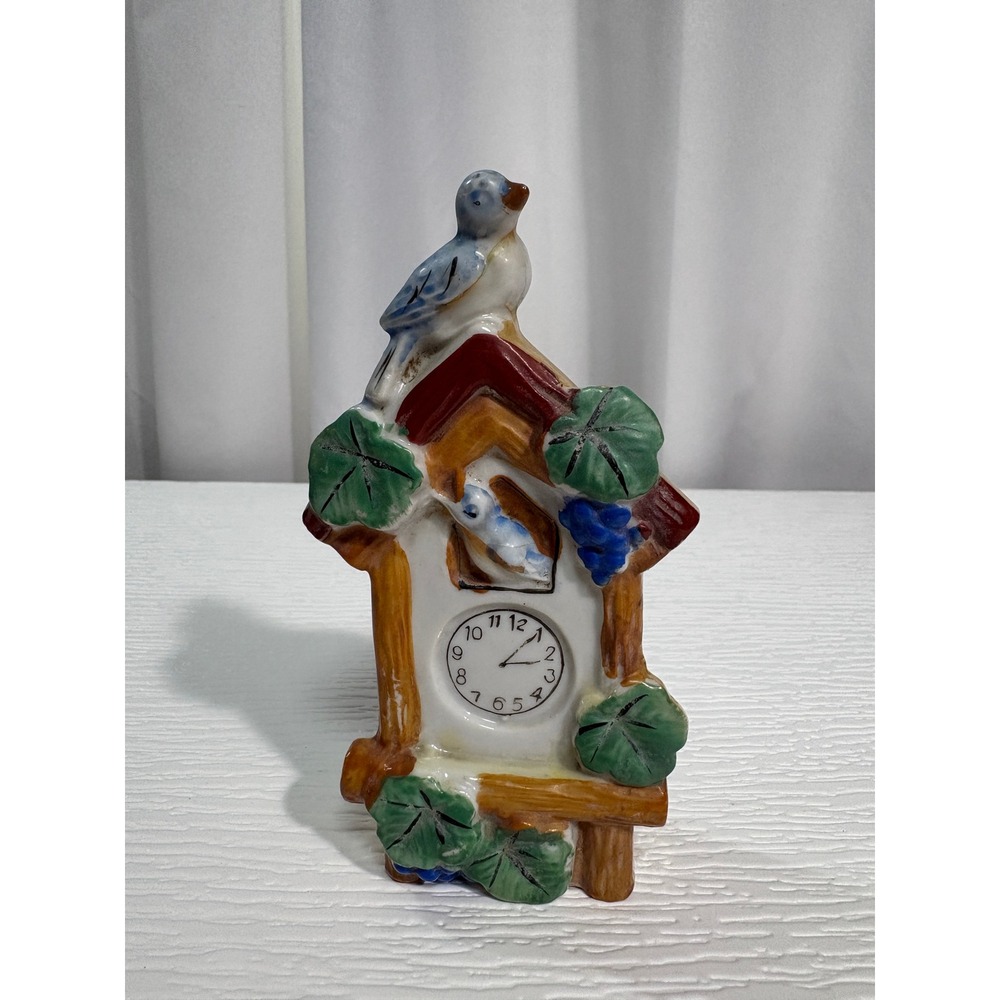 Vintage Ceramic Cuckoo Clock Wall Pocket Bud Vase Made in Japan Figurine S0041
